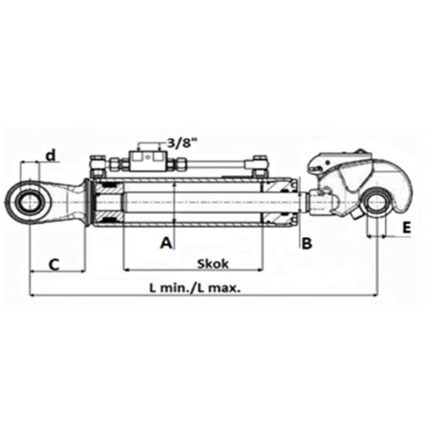 Łącznik hydrauliczny 604-884MM z hakiem 25,4 mm przegubem kulowym 25,4 mm kat.2 - obrazek 3