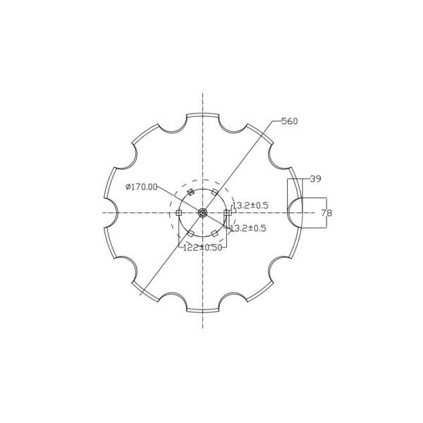 Talerz do agregatu talerzowego zębaty 560 mm 6 otworowy grubość 4 mm pod płaską piastę - obrazek 4