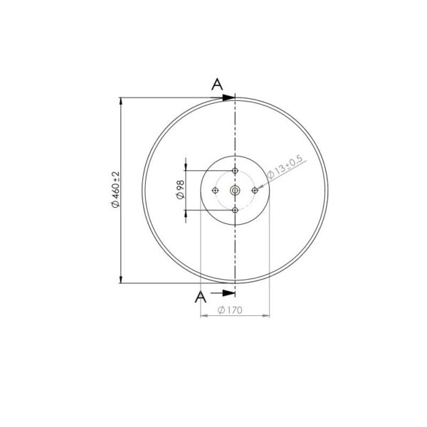 Talerz gładki GRUBER 460 mm 4 otworowy grubość 4 mm typ SKF - obrazek 2