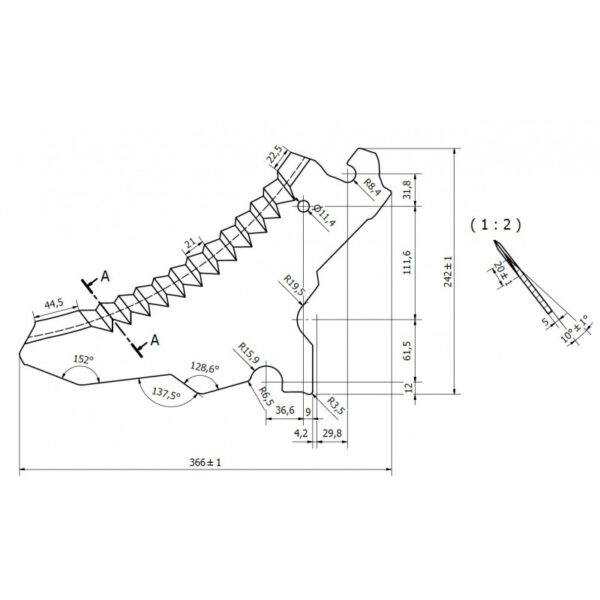 Nóż do przyczepy samozbierającej Pottinger 434 100 APL00065 - obrazek 2