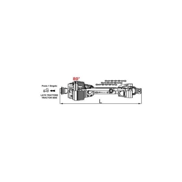 Wał szerokokątny pojedynczy L1200mm 460Nm - 59906 - 4 kategoria - części rolnicze - AgroMiR-Polska - rysunek