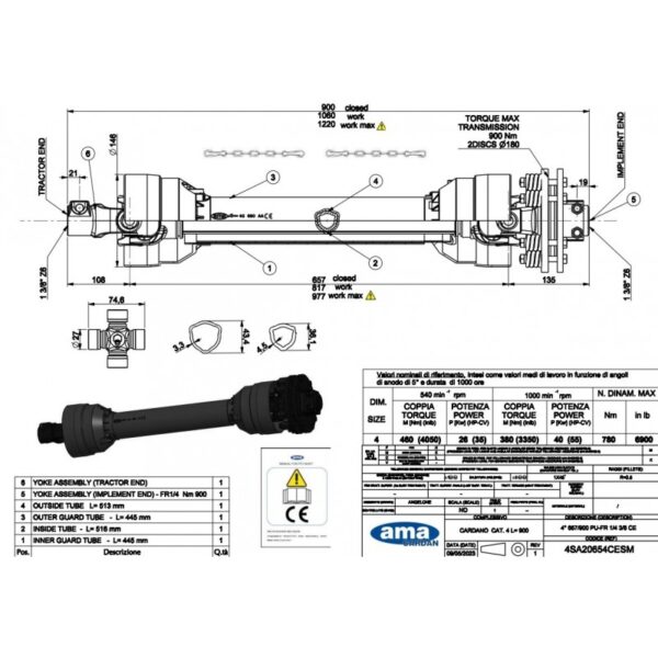 Niskie ceny - Wał ze sprzęgłem ciernym przeciążeniowym L900mm, 900Nm Smart Line Black 4SA20654CESLB - części do maszyn rolniczych - AgroMiR-Polska - sklep internetowy